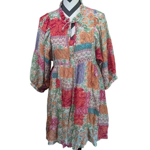 JODIFL Patchwork Bohemian Midi Dress, Size M - Picture 1 of 4